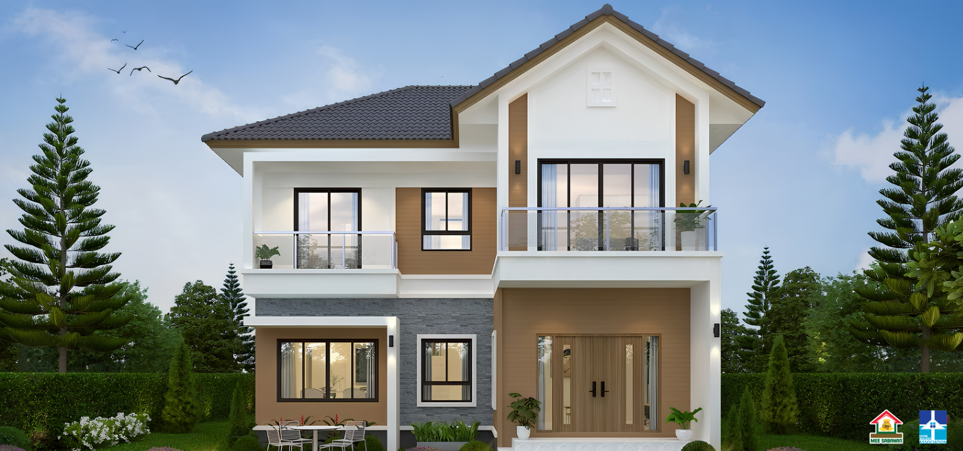 รายละเอียด แบบบ้าน MS6816 บ้าน 2 ชั้นสไตล์คอนเทมโพรารีผสมมูจิ – 4 ห้องนอน 3 ห้องน้ำ 1 ห้องครัว พื้นที่ใช้สอย 171 ตารางเมตร