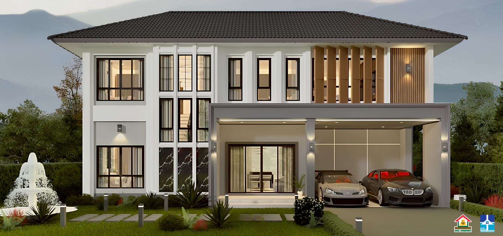 รายละเอียด แบบบ้าน MS6821 บ้าน 2 ชั้นสไตล์คอนเทมโพรารีผสมผสานโมเดิร์นเจแปนดี – 4 ห้องนอน 3 ห้องน้ำ 1 ห้องครัว ที่จอดรถ 2 คัน พื้นที่ใช้สอย 192.20 ตารางเมตร