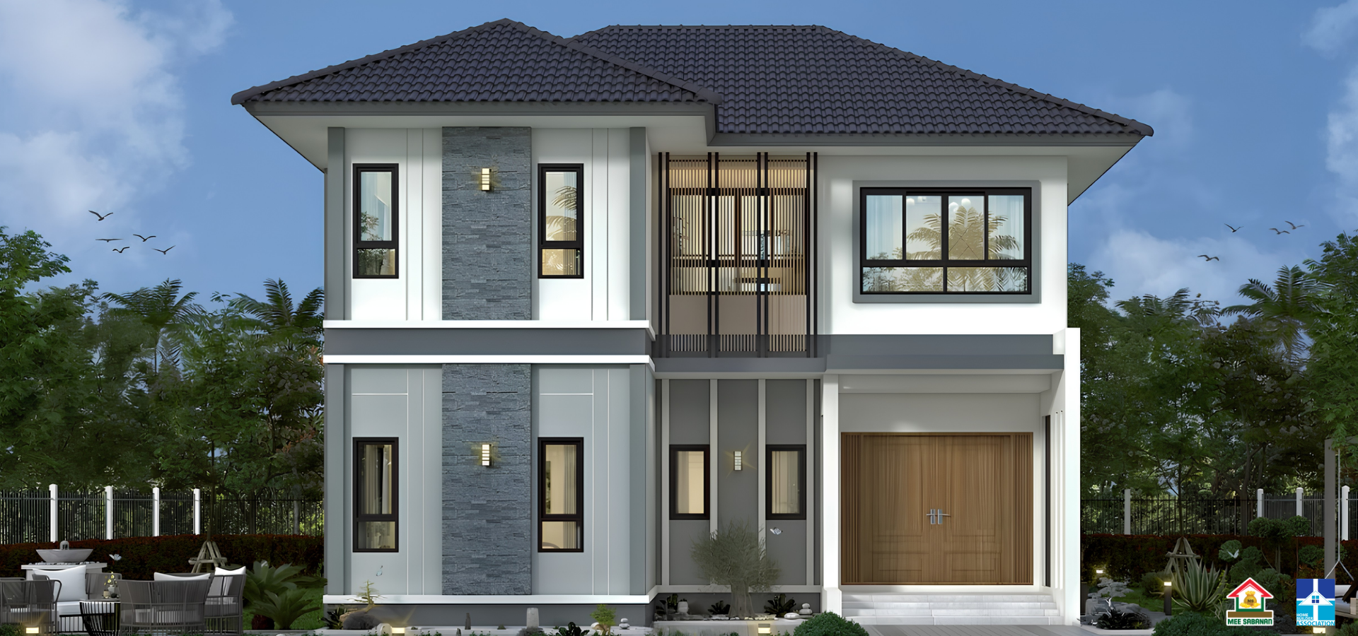 รายละเอียด แบบบ้าน MS6841 บ้าน 2 ชั้นสไตล์โมเดิร์นคอนเทมโพรารีผสมผสานเจแปนดี – 4 ห้องนอน 2 ห้องน้ำ 1 ห้องครัว พื้นที่ใช้สอย 183 ตารางเมตร